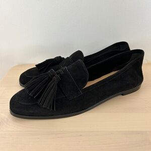 H&M Genuine Leather Tassel Loafers Black Size 7/38 Corporate Office Spring